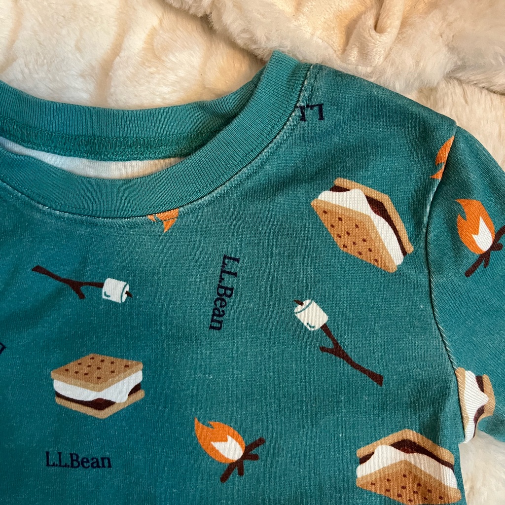 L.L. Bean Kids 6/7 Boys Girls Unisex Sâmores Camping Bonfire Sleep Pj Ls Top
